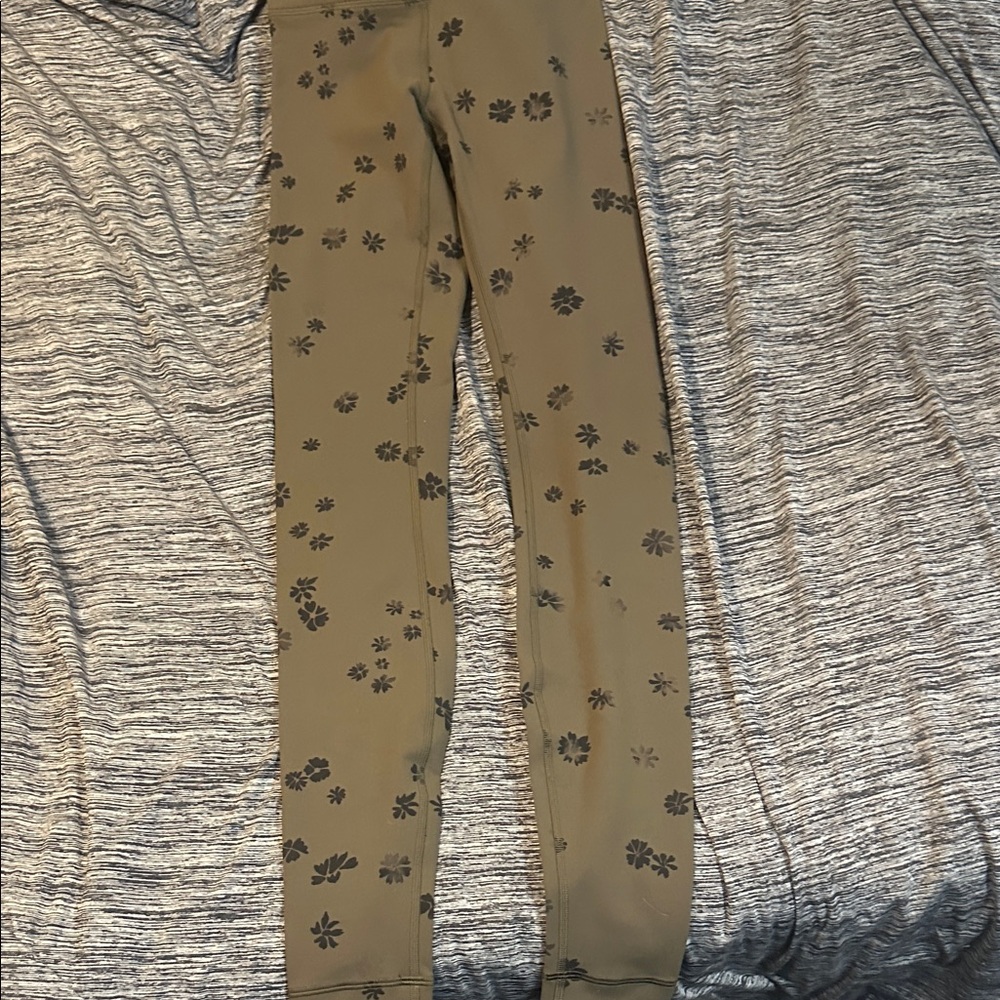 Lululemon Wunder Train High-Rise Tights - Floral Breeze Olive Brown Black sz 2
